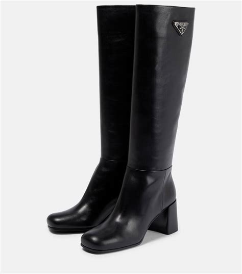 Prada knee high leather boots